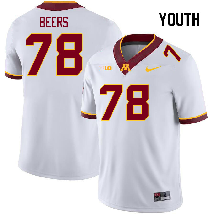 Youth #78 Ashton Beers Minnesota Golden Gophers College Football Jerseys Stitched-White
